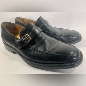 Bruno Magli made in Italy black leather mens monk strap dress shoes sz 8M